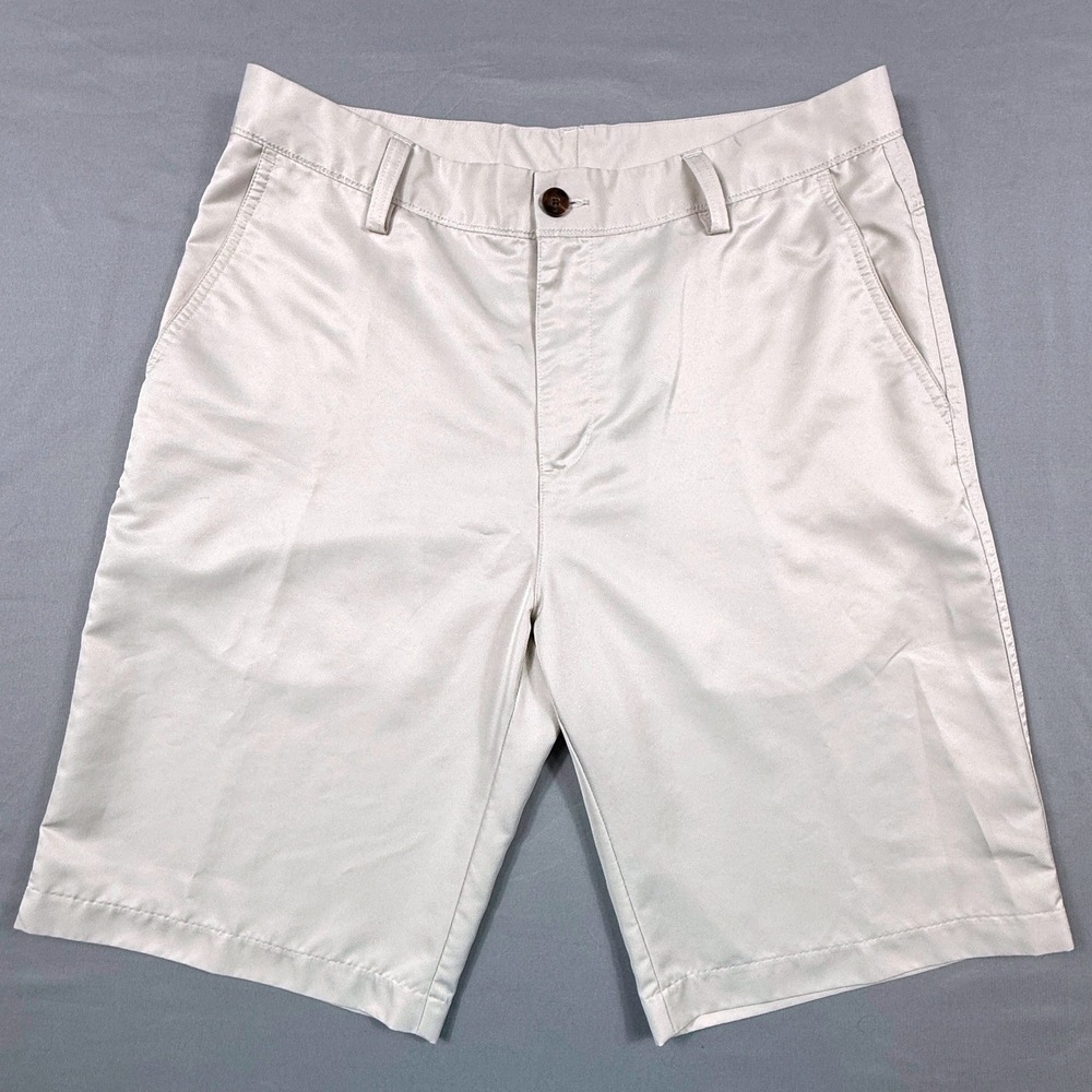 Adidas Climalite Mens Golf Performance Shorts Beige Stone Flat Front Size 32